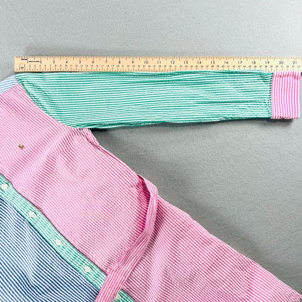 Polo Ralph Lauren Seersucker Shirt Dress Girls 12 Multicolor Stripes Textured - Picture 8 of 11